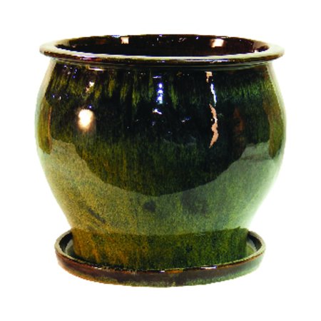 LEES POTTERY Trendspot 8 in. H Ceramic Pot Green DB10021-08I